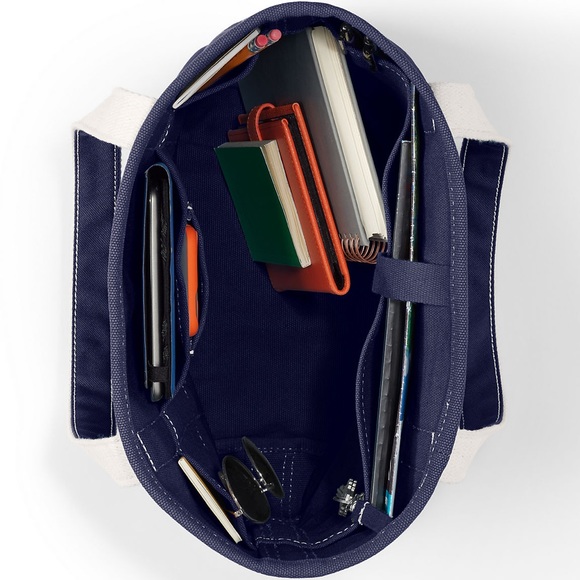 Lands’ End Medium Solid Color 5 Pocket Open Top Canvas Tote Bag - Lauren - Picture 7 of 9